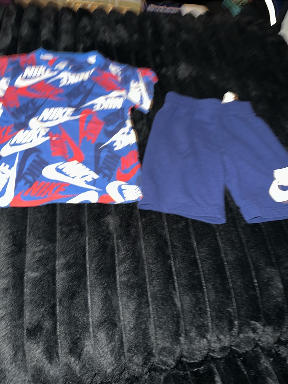 Nike Boys Blue and Red Logo Shorts